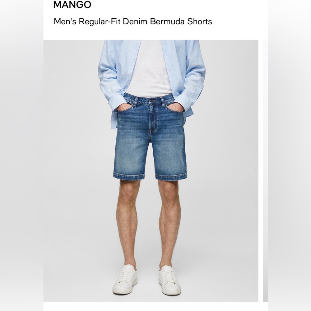 Mango Men's Regular-Fit Denim Bermuda Shorts
